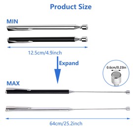 2 Stück Stabmagnet Ausziehbar Magnetstab Teleskopmagnet Bis Zu 64CM Magnetic Pick-Up Tool Magnetheber Edelstahl Magnetgreifer Für Schlüsseln,Münzen,Schrauben,Schlüssel Metallteile