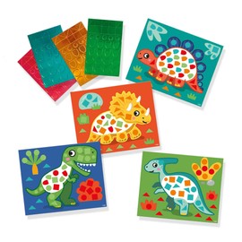 SES Creative 14830 Dinosaur Mosaic Learning Set for Children - with 4 Large Metallic Mosaic Cards from 3 Years