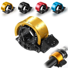 Garegce Bicycle Bell, Mini Bicycle Bell, Loud, Fluium Alloy Bicycle Bell, Loud Bicycle Bell, 22-22.8 mm Handlebar Mini Bicycle Bell, for Road Bikes, Mountain Bikes and Scooters - Gold