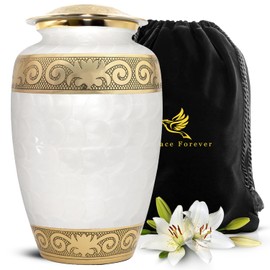 Funeral Urns for Human Ashes Adult Female & Male - Cremation Urn for Ashes for Women & Men - Burial Urns for Men - Honor Your Loved One with Memorial Urns (White, Large)