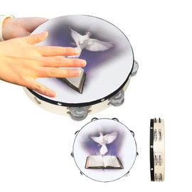 jojobasec Dove Bible Double Row Bells Tambourine Handbell Drum Tambourine Musical Instrument For Party Game Playing