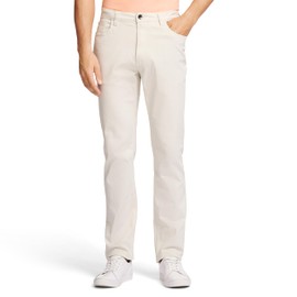 IZOD Men's Saltwater Stretch Flat-Front Chino Pants, Pale Khaki Slim, 30W x 32L