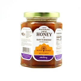North Carolina Honey | Turmeric Elderberry Honey with Black Pepper | Super Honey | Honey for Tea | | Ayurveda Inspired Pure Honey | Best for Elderberry Syrup | Raw Honey