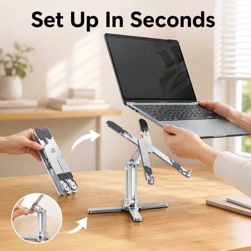 Foldable Laptop Stand for Desk and Travel - Aluminum Alloy