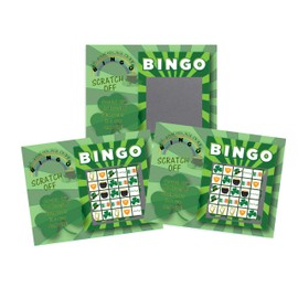 My Scratch Offs St. Patricks Day Scratch Off Shamrock Bingo Party Favor Game Cards 26 Pack 24 Non Bingo 2 Bingo
