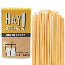 HAY! Straws® 5” Cocktail Straws | 100ct Disposable Natural Wheat Stem Straws | Never Soggy, Neutral-Taste | 100% Biodegradable, Compostable | For Lowball Drinks and Cocktails