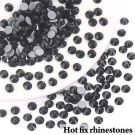1440 Pcs Black Rhinestones, Hotfix Glitter Stones, Black, 3 mm, Glass, Small, for Craft Jewellery, for DIY Nail Design (SS12, Black)