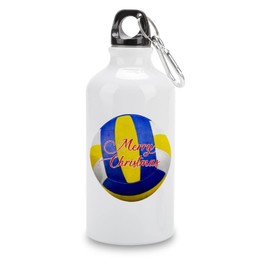 VEHFA Chirstmas Aluminum Sports Water Bottle Merry Christmas Volleyball Insulated Sports Water Bottle with Carabiner Clip, 14 OZ