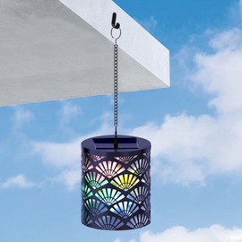 Nowupup Solar Lights for Outdoor Hanging, Solar Lanterns for Outdoor Use with Large RGB Bulb, IP54 Waterproof Solar Lights, Garden Decoration for Balcony, Patio, Gift (Sector)