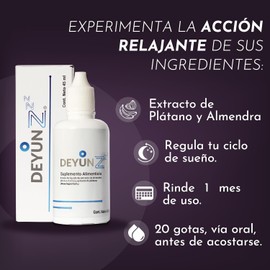 DEYUN Z™ Gotas Naturales para Dormir 45ml | Suplemento con Plátano y Almendra | Sin Melatonina Artificial | Inductor Natural del Sueño Profundo y Relajación Sin Dependencia