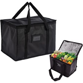 Cooler Bag Box, 10L Food Delivery Bag, Insulated Cooler Bag Box, Large Ice Bag Foldable, Reusable Insulation Shopping Bags, Insulated Picnic Lunch Bag for Camping BBQ Shopping(Black, 28x17x20cm)