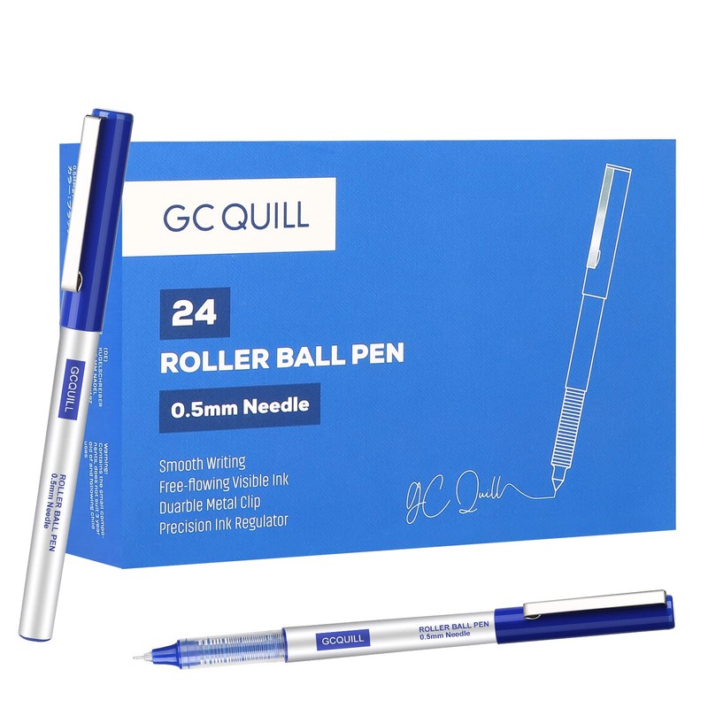 GC QUILL 48 Rollerball Pens 0.5mm Needle Point Black Liquid