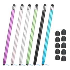 6Pcs Stylus Pens for Touch Screens, High Sensitivity Tablet Pen Stylus, 2 in 1 Tablet Stylus for Drawing and Writing, Phone Stylus Pens with 10 Spare Nibs for Tablets Smartphones Touch Devices