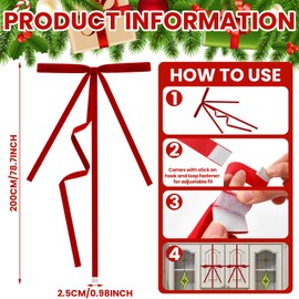 VioraWhite 8 Pcs Velvet Christmas Cabinet Ribbons Bows Large Red Christmas Door Kitchen Furniture Ribbons Bows for Gifts Xmas Party Supplies Decorations