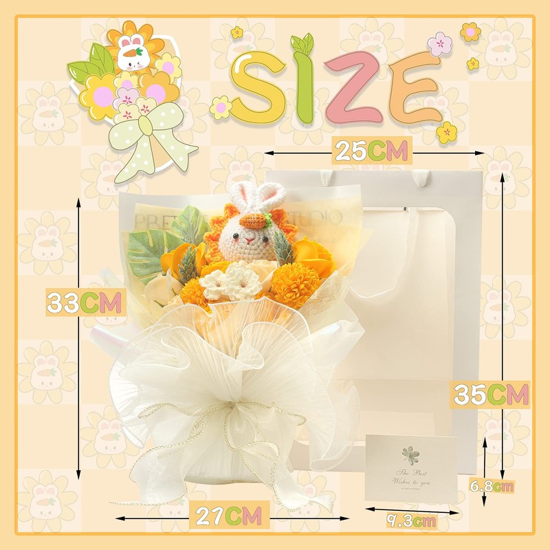 LOZIZI Hand Made Rabbit, Plush Bouquet, Soap Flower, Soap Flower,
