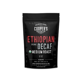 Organic Ethiopian Decaf Medium Roast Water Processed Whole Bean Coffee (12oz Whole Bean)