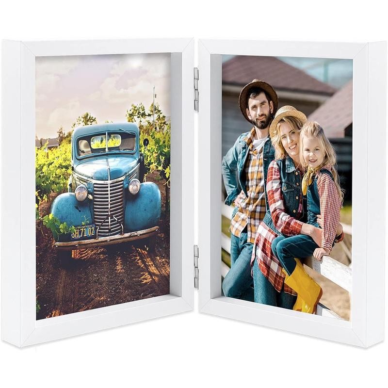 5x7 Picture Frames Double Hinged Wood Folding Photo Frames Vertical