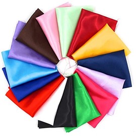 RayLineDo® 15pcs 25 * 20cm Silky Satin Patchwork Fabric Bundle Quilting Wedding Table Decor in 15 Solid Color