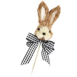 com-four® Flower Stake in Rabbit Design - Cute Rabbit Head with a Scarf - Flower Stake for Easter Wreaths