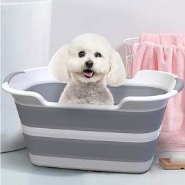 ddLUCK Multi-Functional Collapsible Pet Bathtub with Drainage Hole, Portable Indoor Outdoor Foldable Washing Tub Bathing Tub Small Pets Bathtub for Puppy Small Dogs Cats and Kids