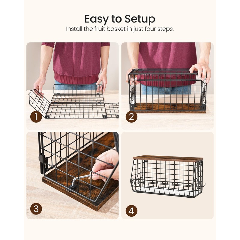 CHOEZON 2-Tier Fruit Basket for Kitchen, Stackable Hanging Basket Wire