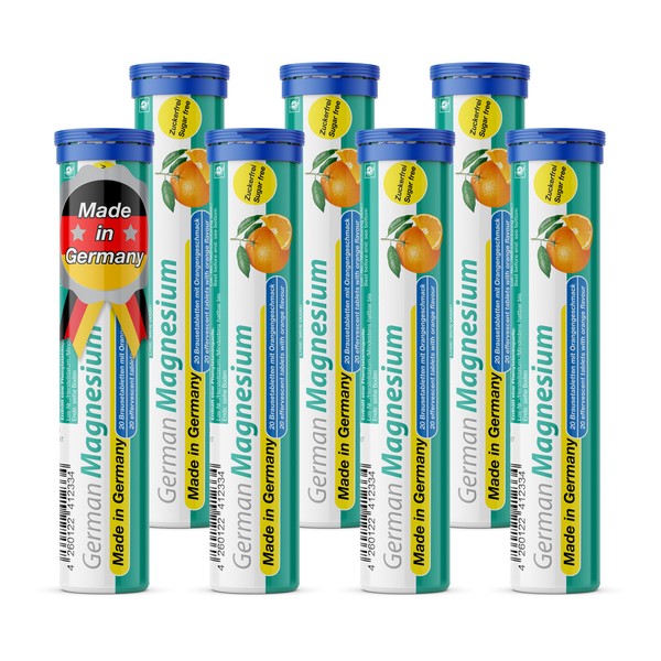German Magnesium Oxide Supplement | Effervescent Tablets | Orange Flavor