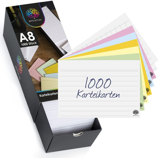 OfficeTree OfficeTree 1000 Karteikarten Set A8 - Karteikarten A8 Liniert,