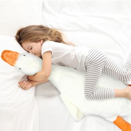 Goose Stuffed Animal Giant Cute White Duck Stuffed Animals Huge Soft Hugging Plush Duck Goose Big Sleeping Animal Body Pillow Toy (19.7 Inch)