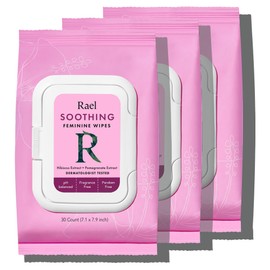 Rael Feminine Wipes, Soothing Wipes for Women - pH Balance, Clean Ingredients, All Skin Types, Vegan, Cruelty Free (4.4 Fl Oz, Pack of 3)