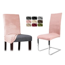 BEAUTEX Chair Cover Sets, Velvet Microfibre Chair Cover, Elastic Stretch Cover, Choice of Size and Colour (Antique Pink/Light Set of 1)