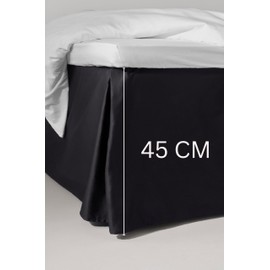 Jotex Zack Satin Valance Bed Skirt 100% High Quality Organic Cotton Bed Skirt, Height 45 cm, Black 90 x 200 cm