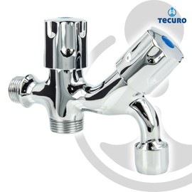 tecuro 22260 Combination Outlet Valve with Additional Device Connection Chrome-Plated Brass