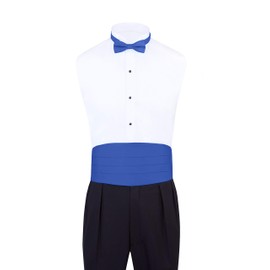 S.H. Churchill & Co. - Juego formal de pajarita y cummerbund de satén para hombre, Azul Real, Talla única