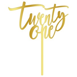 AROKIPPRY - Decoración acrílica para tartas de 21 cumpleaños, 21 decoración para tartas, saludos a 21 años, suministros para decoración de fiesta de cumpleaños 21 aniversario