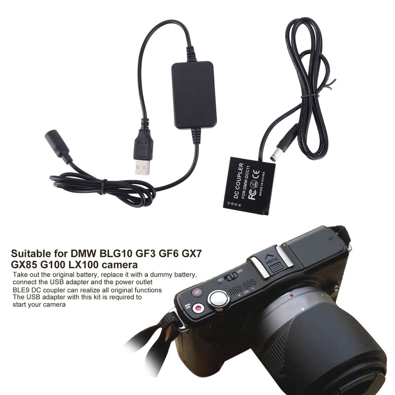 BLE9 DC Coupler Kit Full Decoding Camera Dummy Battery with