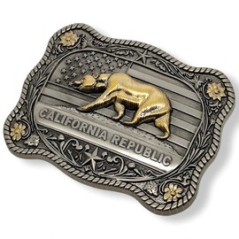 ALVYNG Crumrine - Hebilla de cinturón occidental, diseño de búfalo plateado, 4.25 pulgadas, borde festoneado de aleación de metal (001)