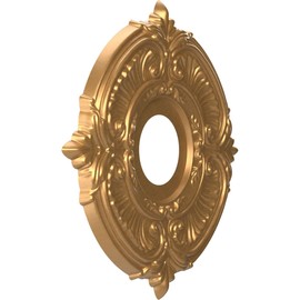 Ekena Millwork CMP13ATBGL Attica Thermoformed PVC Ceiling Medallion (Fits Canopies up to 5"), 13"OD x 3 1/2"ID x 3/4"P, Bright Coat Gold
