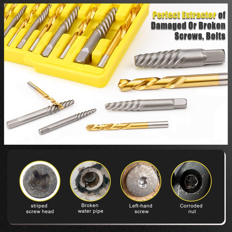 TOPEC Screw Extractor and Left Hand Drill Bit Set -