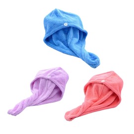Baluue 3pcs Microfiber Hair Towel Wraps for Hair Soft Absorbent Bathing Turbans for Women and Girls for Daily Use and Travel