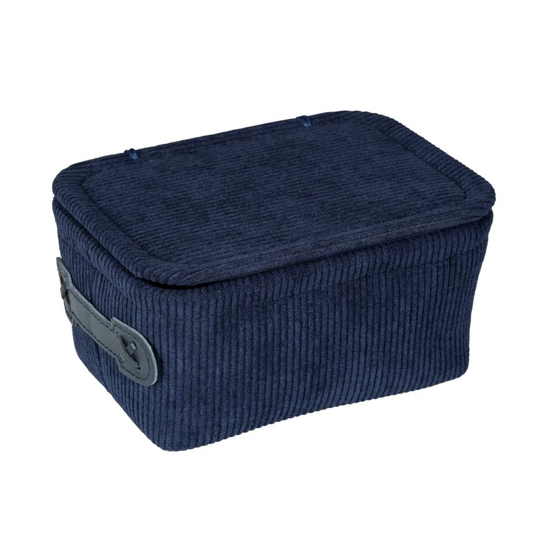 WENKO Anela Bathroom Basket with Lid Dark Blue