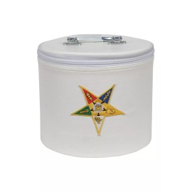Order Of Eastern Star Fez Cap Case In White With Emblem - Gift For Him