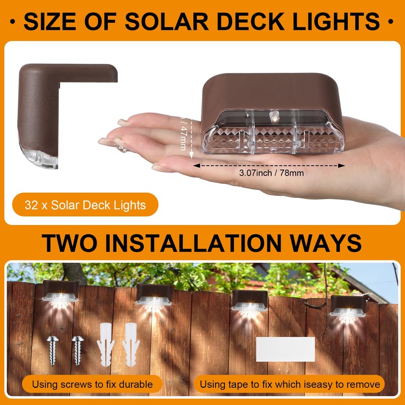 Geelin 32 Pcs Solar Deck Lights Outdoor, Waterproof LED Solar