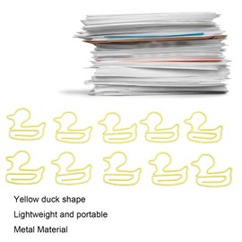 100Pcs Cute Duck Shape Paper Clips, Yellow Duck Shape Lightweight Portable Electroplating Process Metal Paperclips for Christmas Gifts Wedding Decoration