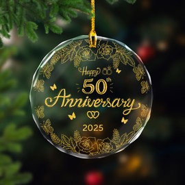 50th Anniversary Ornament Gifts for Wedding Anniversary 50 Year Anniversary Valentines Gift for Couples Christmas Ornaments 2025 Gifts for Her Him Wife Husband (Anni2)