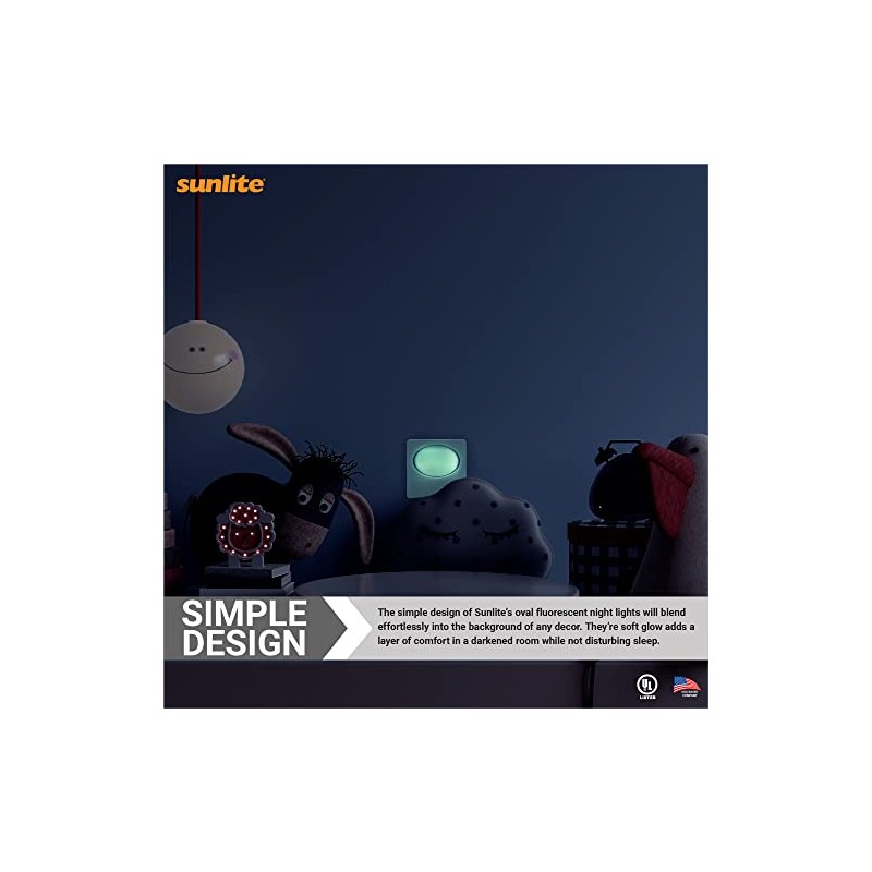 Sunlite 40851 Slim Fluorescent Glow Oval Nightlight, Soft Glow, Low