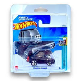 Hot Wheels '70 Dodge Charger (Black) 1/5 Tooned - 2024-161/250 (Short Card) - COMES IN A GENUINE KLAS CAR KEEPER PROTECTOR CASE - HTB40