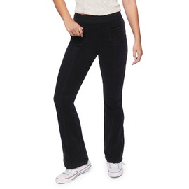 Forever 21 Women's Corduroy Mid-Rise Flare Pants, Black, Small