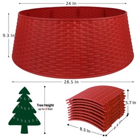 Blissun Christmas Tree Ring, 28.5" Plastic Christmas Tree Collar, Christmas Tree Skirt for Artificial Christmas Trees Decoration (Extra Large, Red)