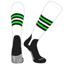 PEAR SOX OTC Baseball Softball Stirrup Socks (F, 5in) White, Black, NEON Green, Blk