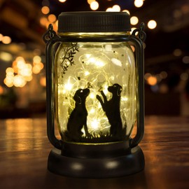 Solar Dog Lantern for Outdoors, 3-in-1 Dog Gifts, Garden Gifts, Gifts for Women, Mason Jar Light, Gifts for Dog Lovers, Solar Dog Light, Dog Lamp, Garden Decor